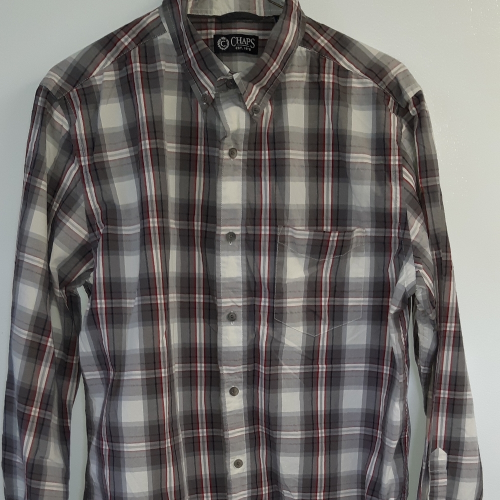 Men's Chaps plaid button down shirt as med